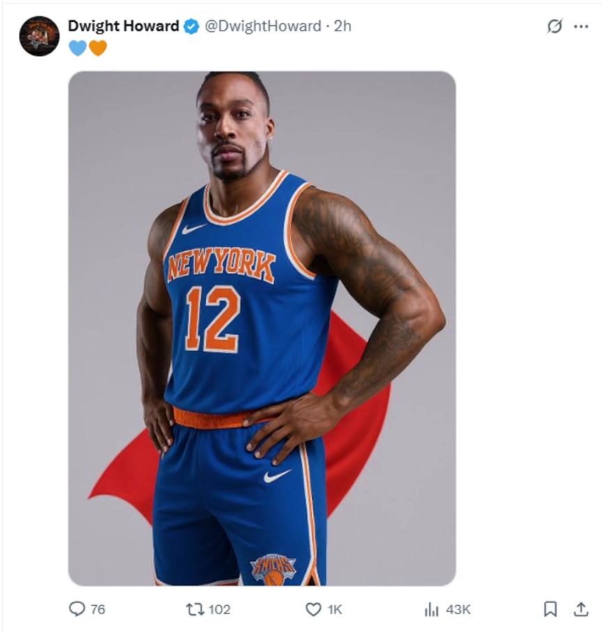 難道說？尼克斯步行者G4賽后 霍華德發(fā)推身披尼克斯戰(zhàn)袍